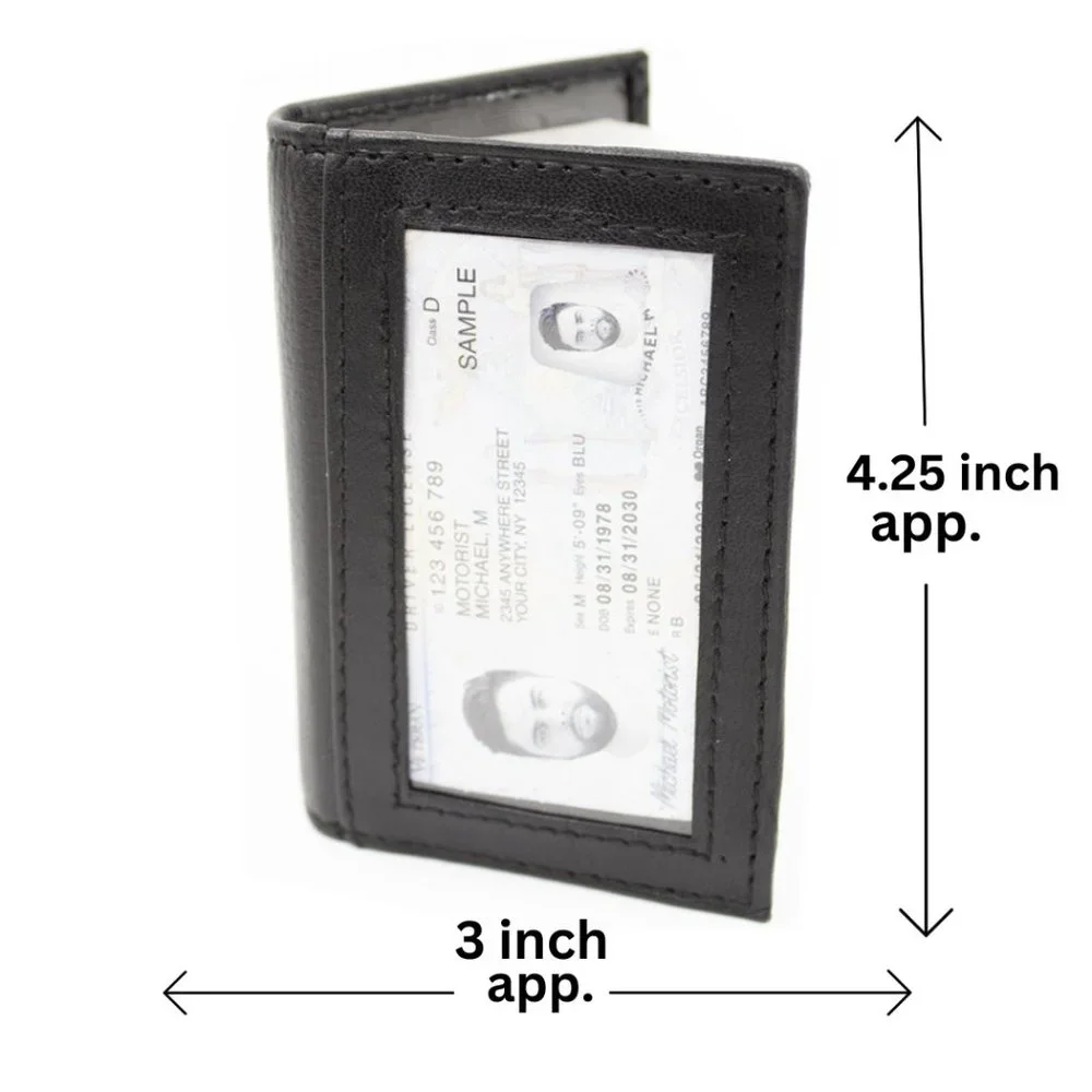 Men Pure Slim Genuine Leather Credit Card Holder, Black